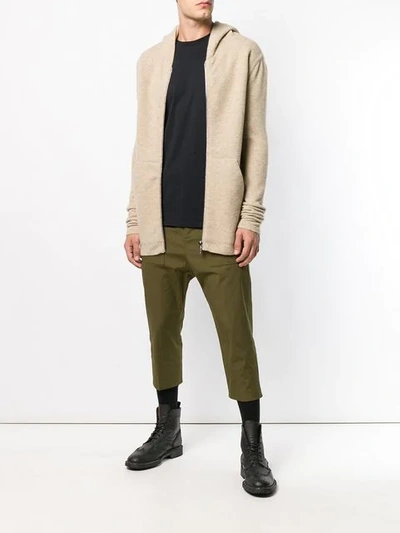 Shop Rick Owens Longline Zip Front Hoodie In Neutrals