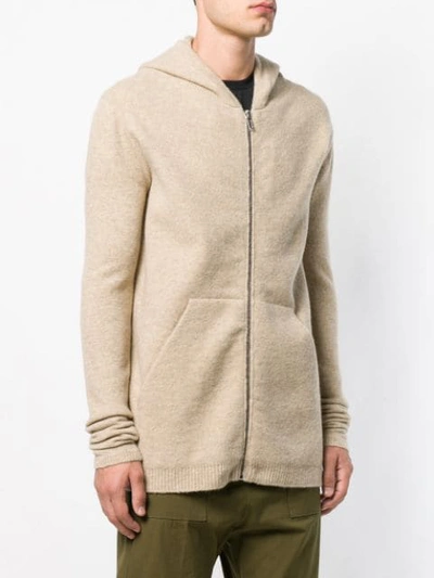 Shop Rick Owens Longline Zip Front Hoodie In Neutrals