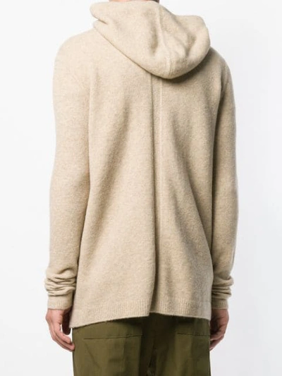 Shop Rick Owens Longline Zip Front Hoodie In Neutrals