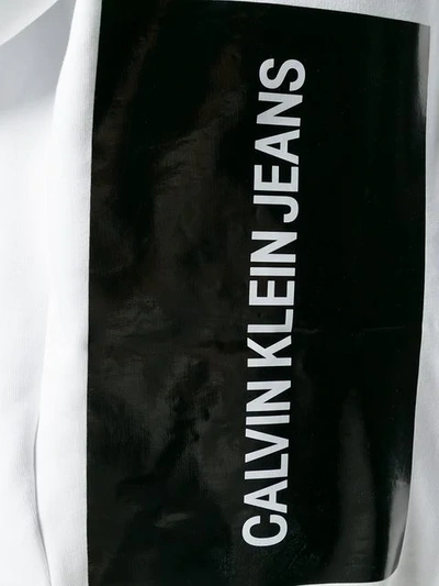 Shop Ck Jeans Calvin Klein Jeans Contrast Logo Hoodie - White