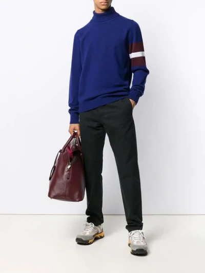 Shop Maison Margiela Sweater With Stripe Detail In 005f Blue+bordeaux Stripes+white Detail