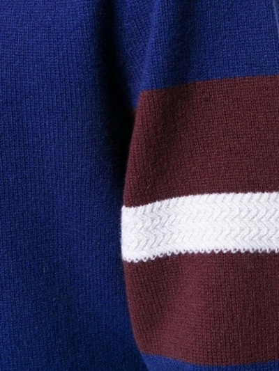 Shop Maison Margiela Sweater With Stripe Detail In 005f Blue+bordeaux Stripes+white Detail