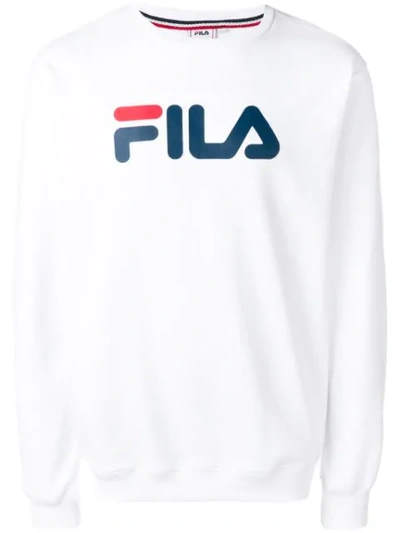 Shop Fila Logo Sweatshirt In White