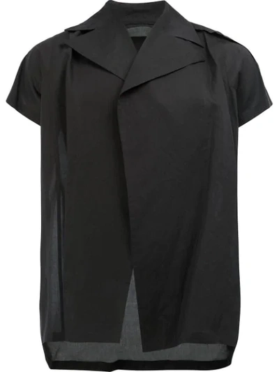 Shop Julius Short Sleeved Open Front Shirt In Black