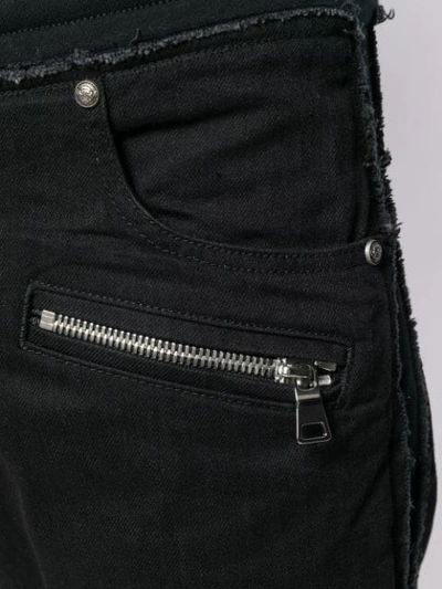 Shop Balmain Frayed Skinny Trousers In Black