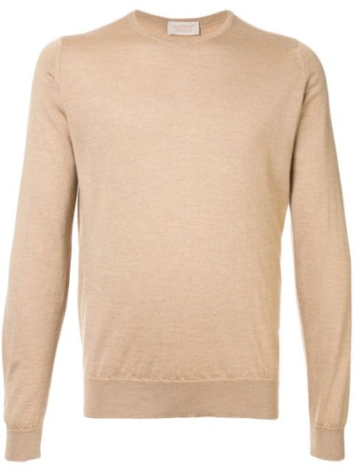 Shop John Smedley Long-sleeve Fitted Sweater In Brown