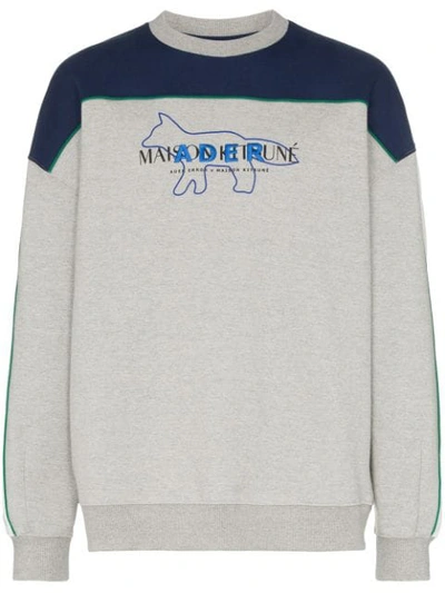 MAISON KITSUNÉ X ADER ERROR LOGO EMBROIDERED SWEATSHIRT - 灰色