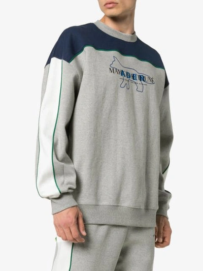 Shop Maison Kitsuné X Ader Error Logo Embroidered Sweatshirt In Grey