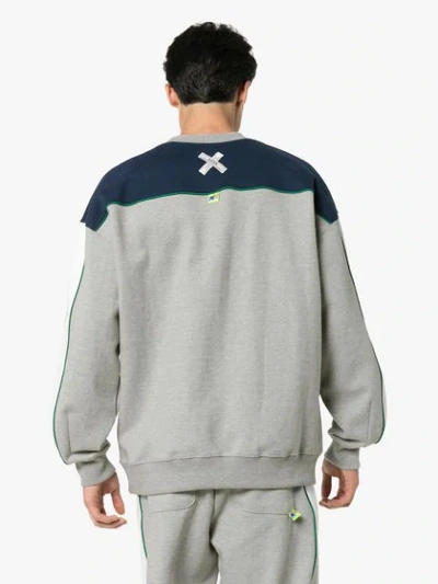 Shop Maison Kitsuné X Ader Error Logo Embroidered Sweatshirt In Grey