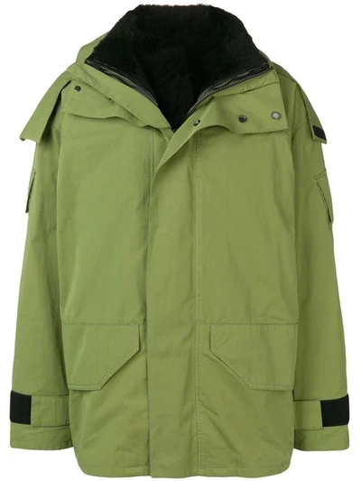 Shop Yves Salomon Hooded Rain Jacket In Green