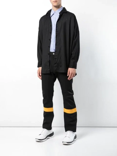 Shop Junya Watanabe Contrast Stripe Trousers In Black