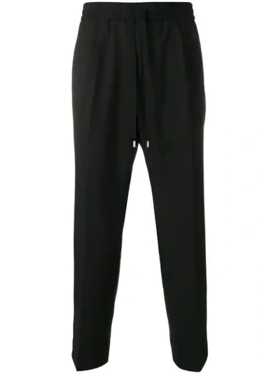 Shop Gucci Drawstring Fitted Trousers In Black