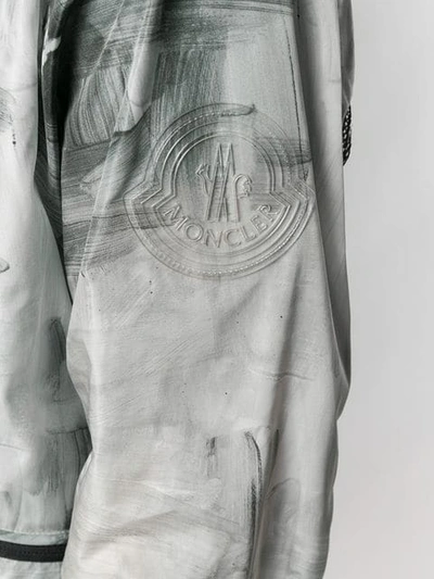 Moncler 'chardin' Mesh Panel Abstract Print Patchwork Hooded Jacket In Grey