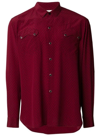 Shop Saint Laurent Micro Triangle Print Shirt In Red