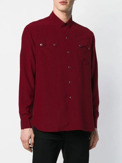 Shop Saint Laurent Micro Triangle Print Shirt In Red