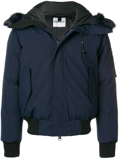 Shop Kenzo Feather Down Bomber Jacket In Blue