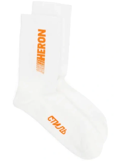 Shop Heron Preston Logo Socks In White