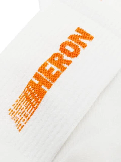 Shop Heron Preston Logo Socks In White