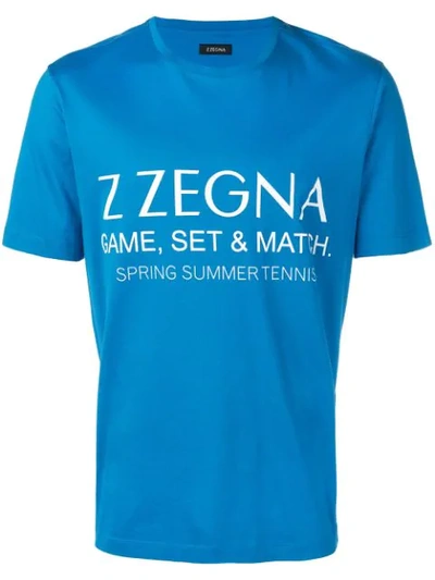 Shop Z Zegna T-shirt Mit Logo-patch In Blue