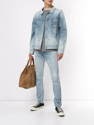Shop Visvim Skinny-jeans In Distressed-optik In Blue