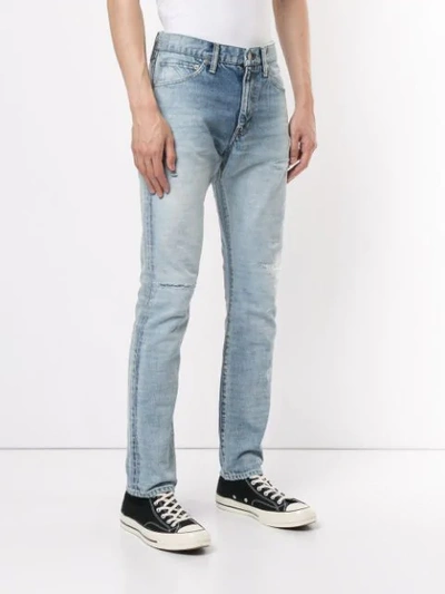 Shop Visvim Skinny-jeans In Distressed-optik In Blue