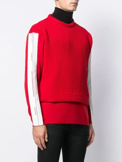 Shop Givenchy Ribbed Logo Stripe Jumper In Red