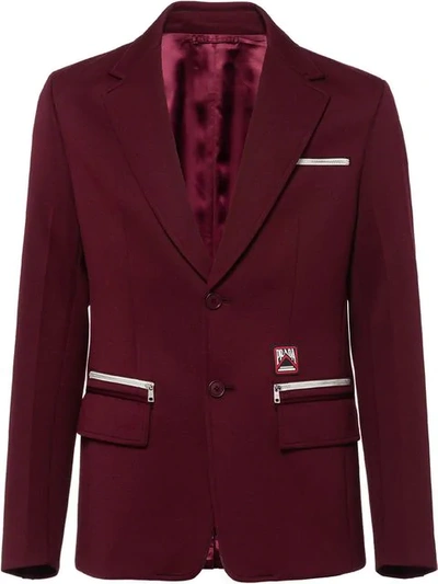 Shop Prada Technical Jersey Jacket In Red