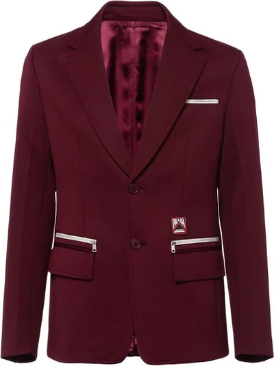 PRADA TECHNICAL JERSEY JACKET - 红色