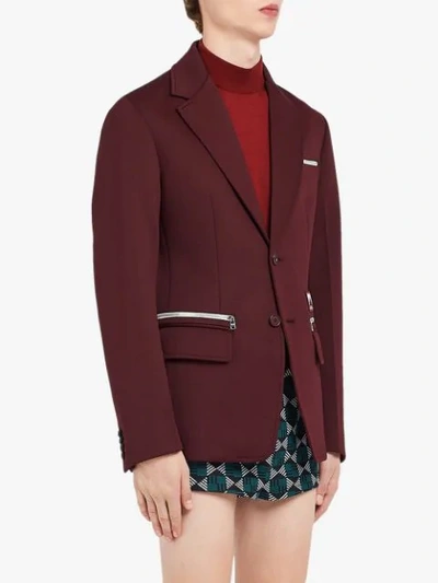 PRADA TECHNICAL JERSEY JACKET - 红色