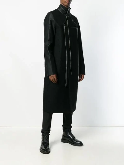 Shop Rick Owens Double-breasted Neckline Coat In Black