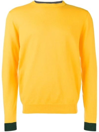 Shop Sun 68 Contrast Hem Sweater - Yellow