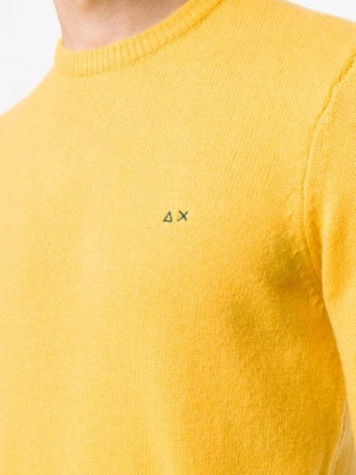 Shop Sun 68 Contrast Hem Sweater - Yellow