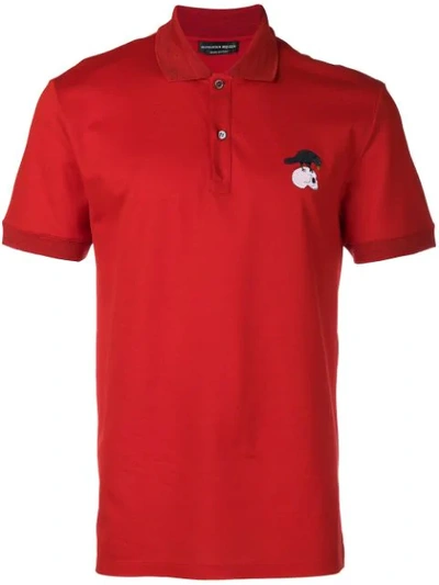 Shop Alexander Mcqueen Bird And Skull Embroidered Polo Shirt In Red