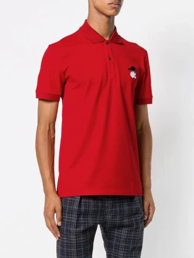 Shop Alexander Mcqueen Bird And Skull Embroidered Polo Shirt In Red