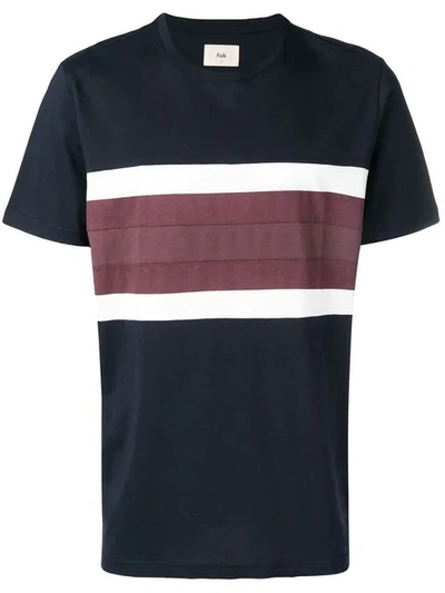 Shop Folk Stripe Detail T-shirt In Blue