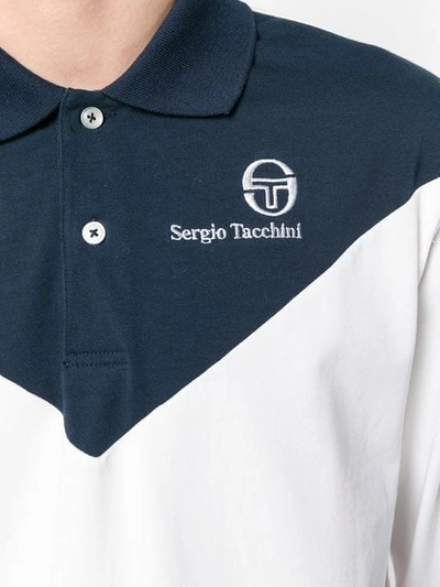 Shop Sergio Tacchini Colour Block Polo Shirt In Blue