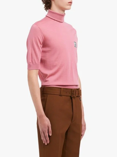 Shop Prada Knit Turtleneck Sweater In Pink