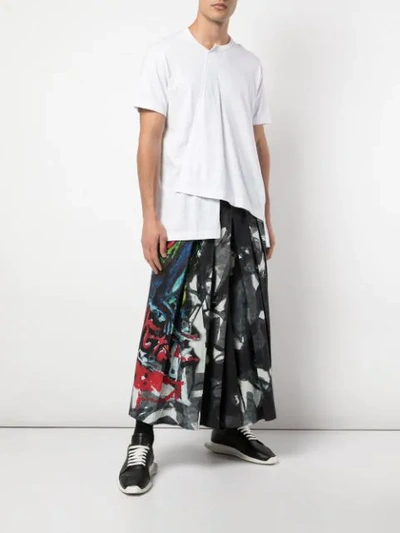 Shop Yohji Yamamoto Patterned Wide Leg Trousers In Black