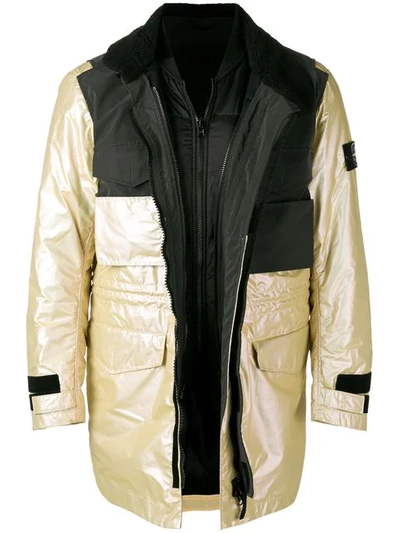 Stone Island 709m1 Tela Reflex Mat Coat In Gold | ModeSens