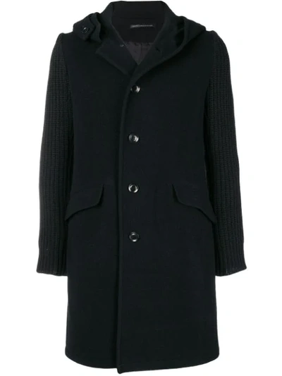 Shop Y's Knitted Sleeve Coat In Black