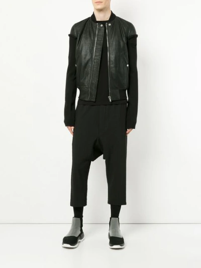 Shop Rick Owens Zipped Bomber Jacket In Black