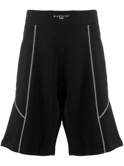 Shop Givenchy Contrast Stitching Bermuda Shorts In Black