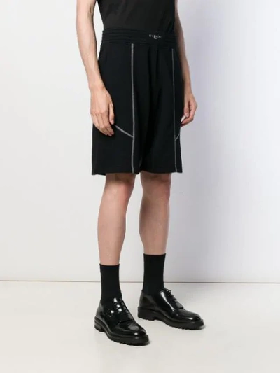 Shop Givenchy Contrast Stitching Bermuda Shorts In Black