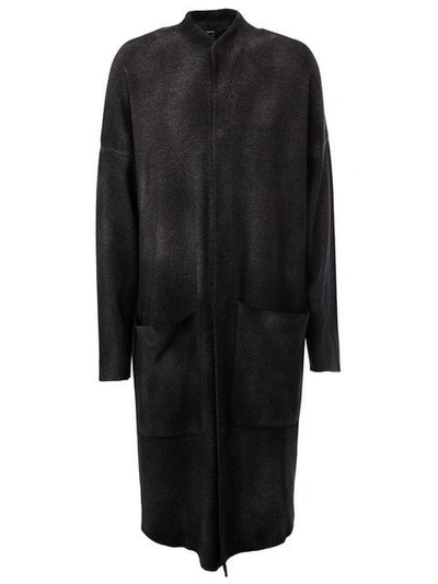Shop Avant Toi Faded Effect Long Cardigan In Black