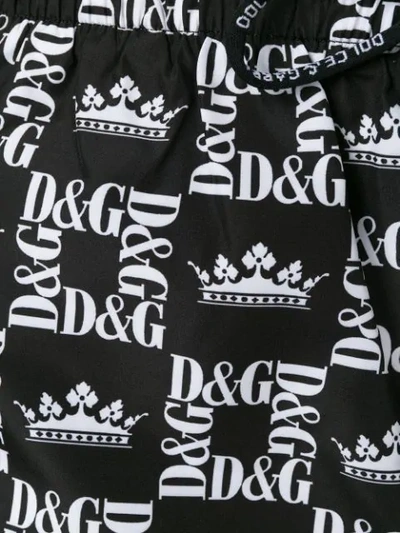 Shop Dolce & Gabbana Crown Logo Print Swim Short - Black