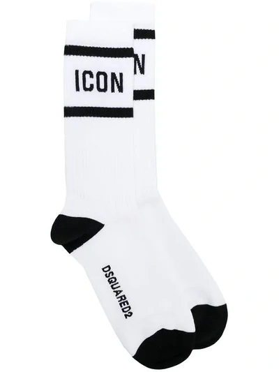 Shop Dsquared2 Contrast Icon Socks In 10242 White