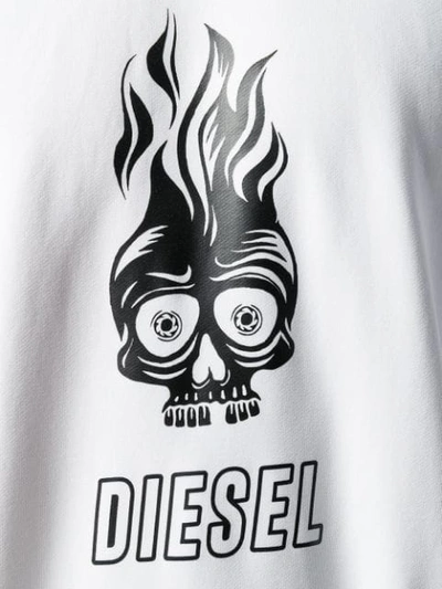 Shop Diesel Logo Print Hoodie In White