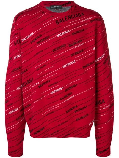 Shop Balenciaga Jacquard Logo Jumper In Red