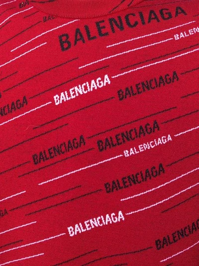 Shop Balenciaga Jacquard Logo Jumper In Red