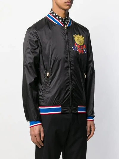 Shop Dolce & Gabbana Super Pig Bomber Jacket In Black